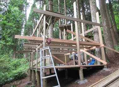 建物全体が板で構成される