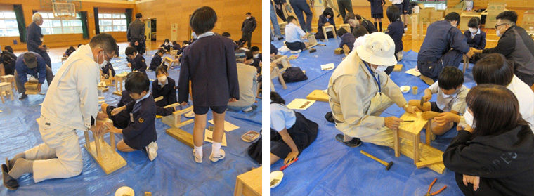 森ラボやさつま町のおじさんたちに手伝いをいただきながら作ります